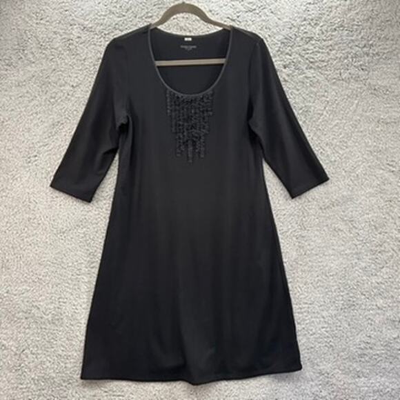 Eileen Fisher Small Black Dress Decorative Accents Stretchy Comfort Party - Picture 1 of 8